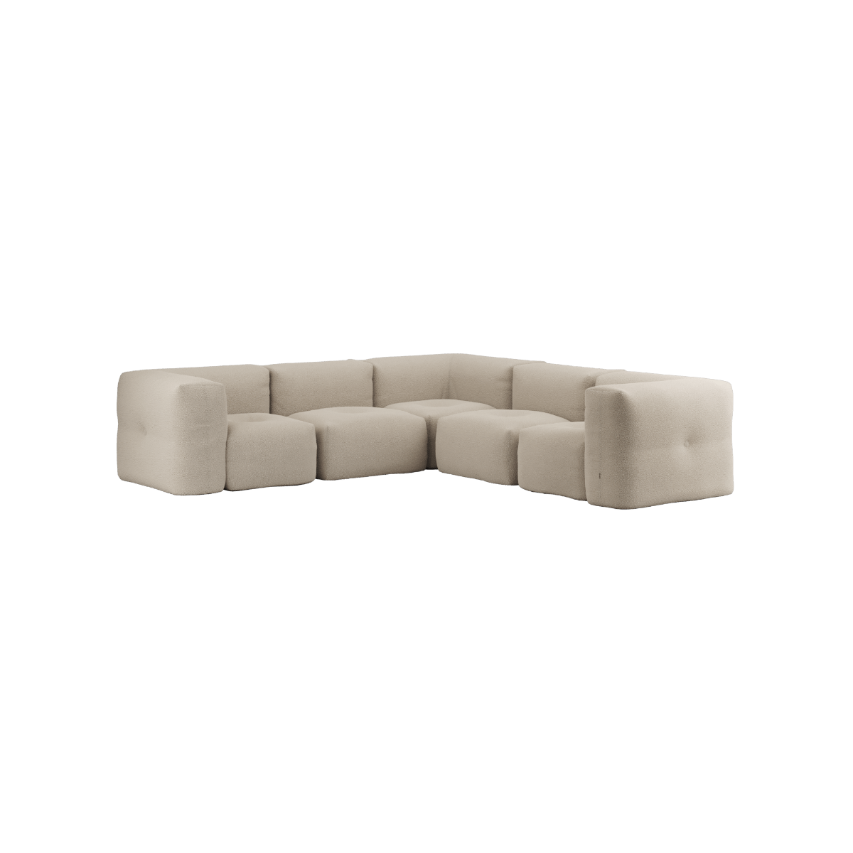 Soft Sofa Indoor 5-Sitzer Ecksofa in Teddy Beige Stoff mit modularer Bauweise für den Innenbereich