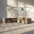 Braunes modulares boneless Sofa von sackit für fünf Personen in einem hellen modernen Wohnraum mit weichen Polstern und flexibler Eckform