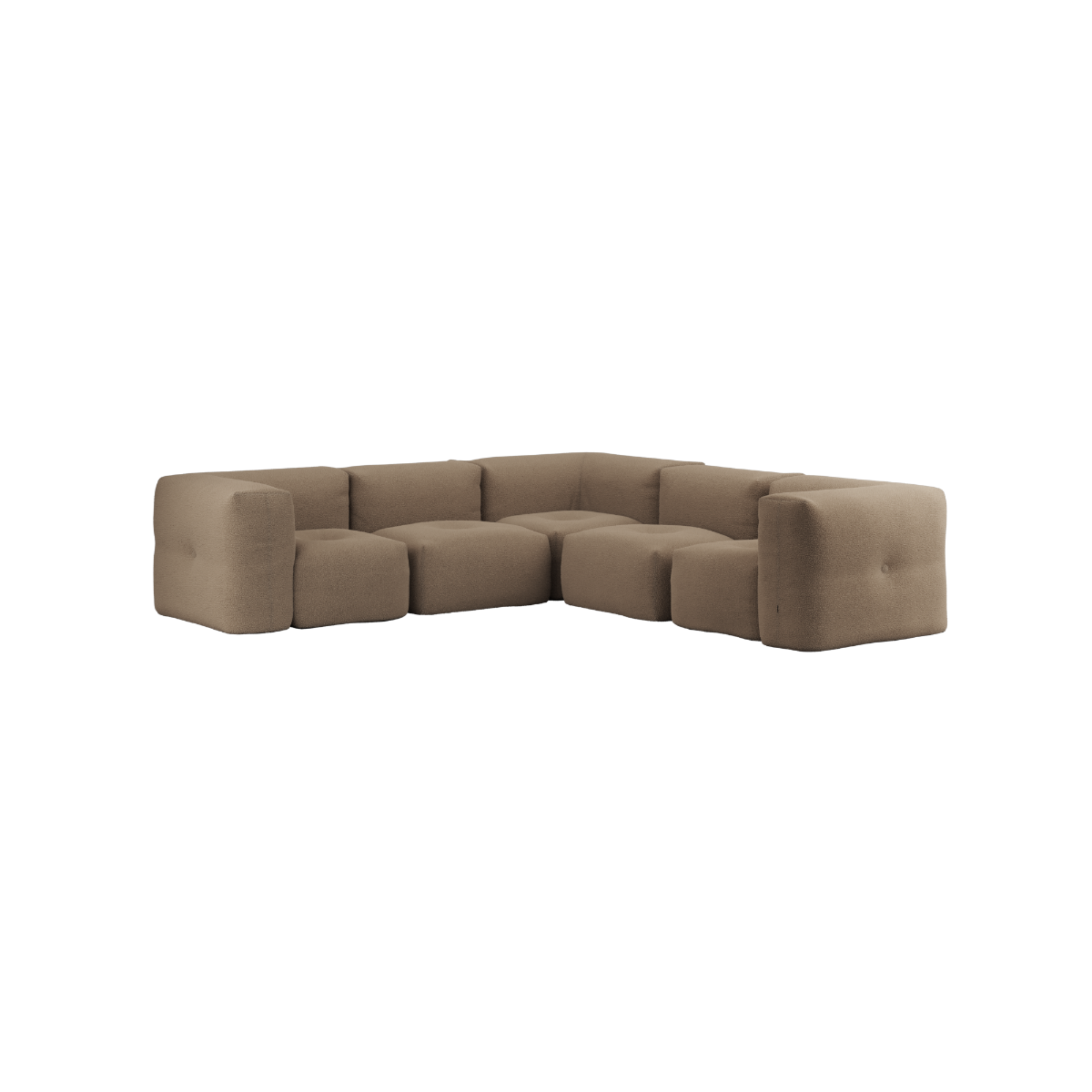 Soft Sofa Indoor 5 - Sitzer Ecksofa mit weichem Teddy Brown Bezug, modulare Form ohne Gestell. | Soft Sofa Indoor - 5 Seater Corner Sofa - Teddy Brown | SACKit