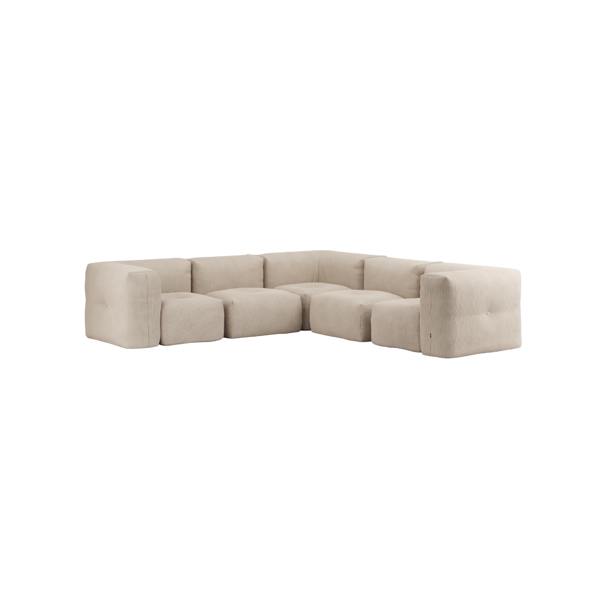 Soft Sofa Indoor 5 - Sitzer Ecksofa in Corduroy Beige mit weichem, modularen Design und ohne Gestell. | Soft Sofa Indoor - 5 Seater Corner Sofa - Corduroy Beige | SACKit