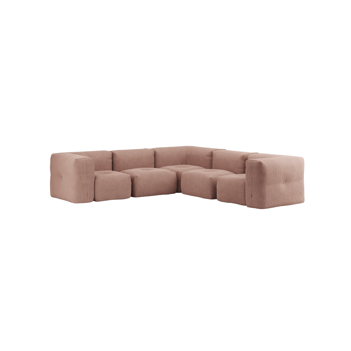 Soft Sofa Indoor 5-Sitzer Ecksofa in Corduroy Rose mit modularer Bauweise und weichem Stoffbezug