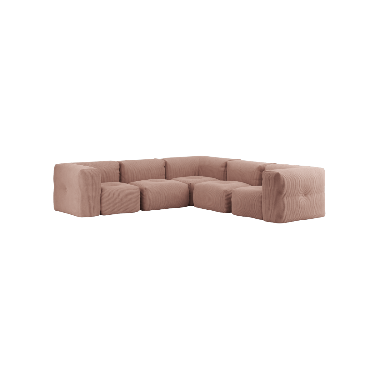 Soft Sofa Indoor 5 - Sitzer Ecksofa in Corduroy Rose mit weichem, modularen Design. | Soft Sofa Indoor - 5 Seater Corner Sofa - Corduroy Rose | SACKit