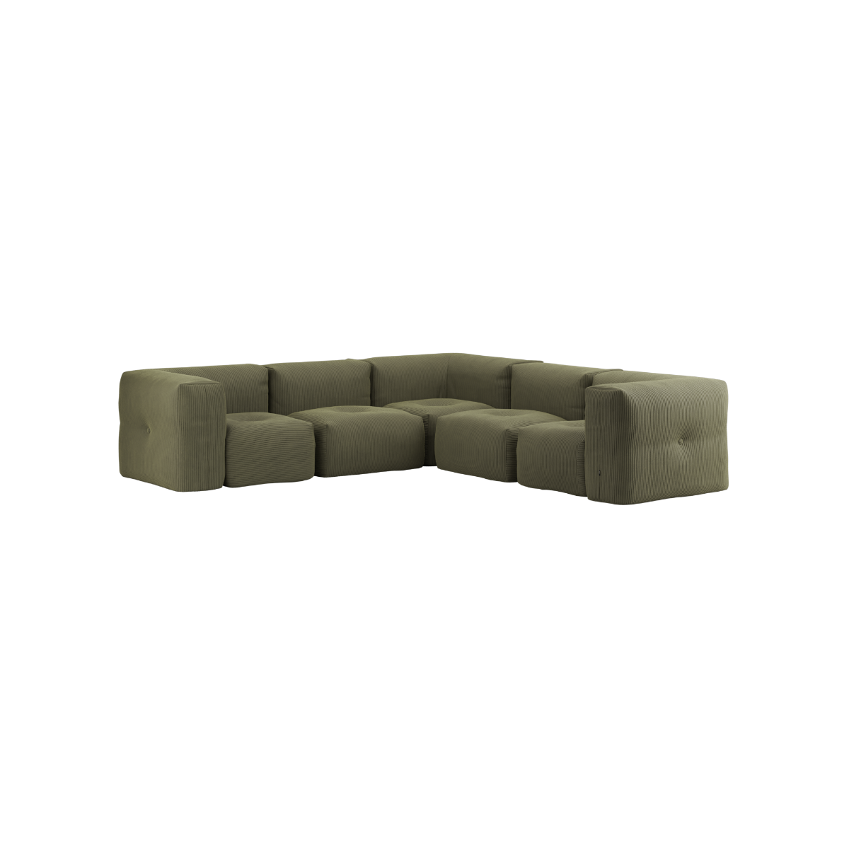 Soft Sofa Indoor 5 - Sitzer Ecksofa in Corduroy Olive mit weichem, modularen Design und ohne Gestell | Soft Sofa Indoor - 5 Seater Corner Sofa - Corduroy Olive | SACKit