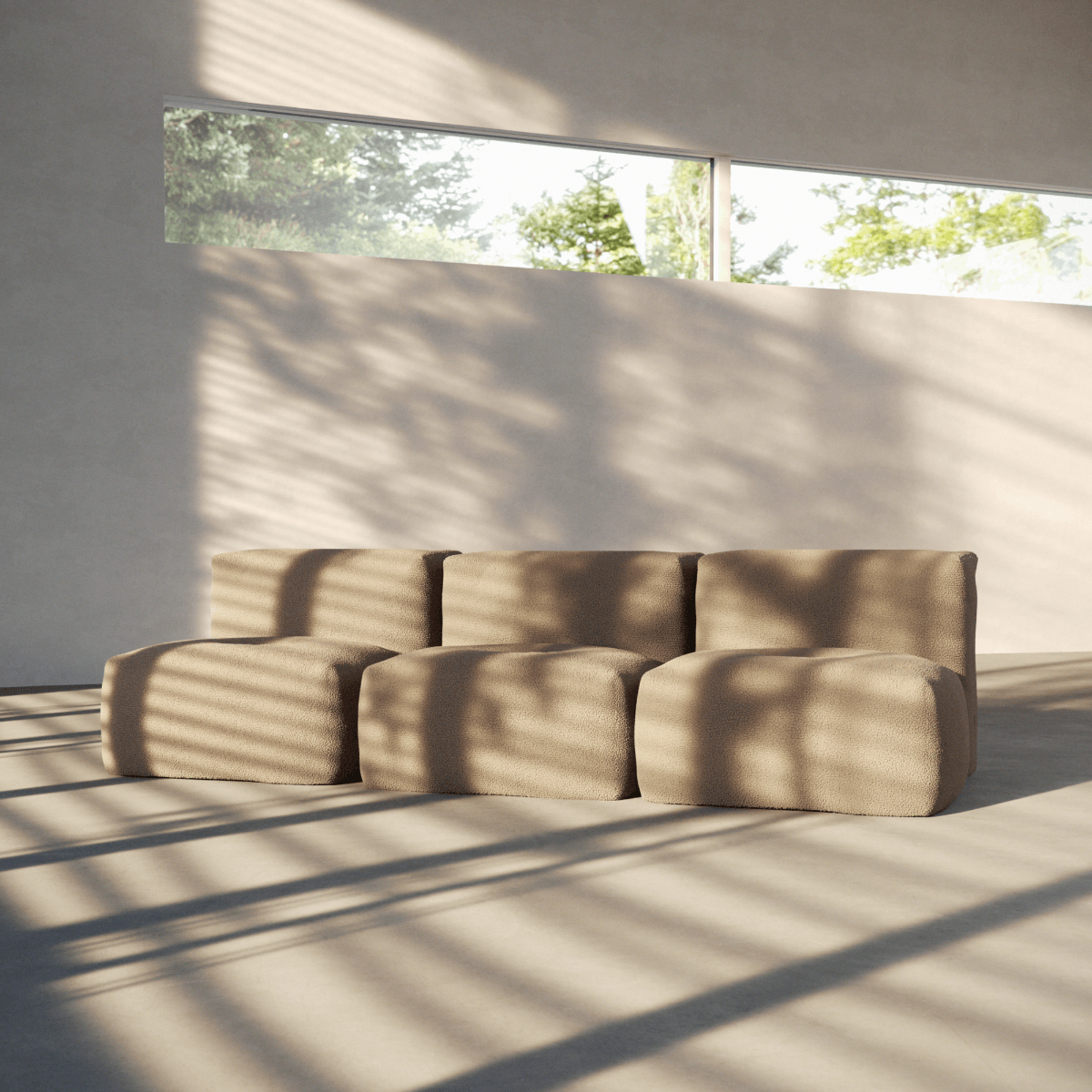 Soft Sofa Indoor - 3 Seater Open | Soft Sofa Indoor - 3 Seater Open - Teddy Brown Ohne Hocker | SACKit