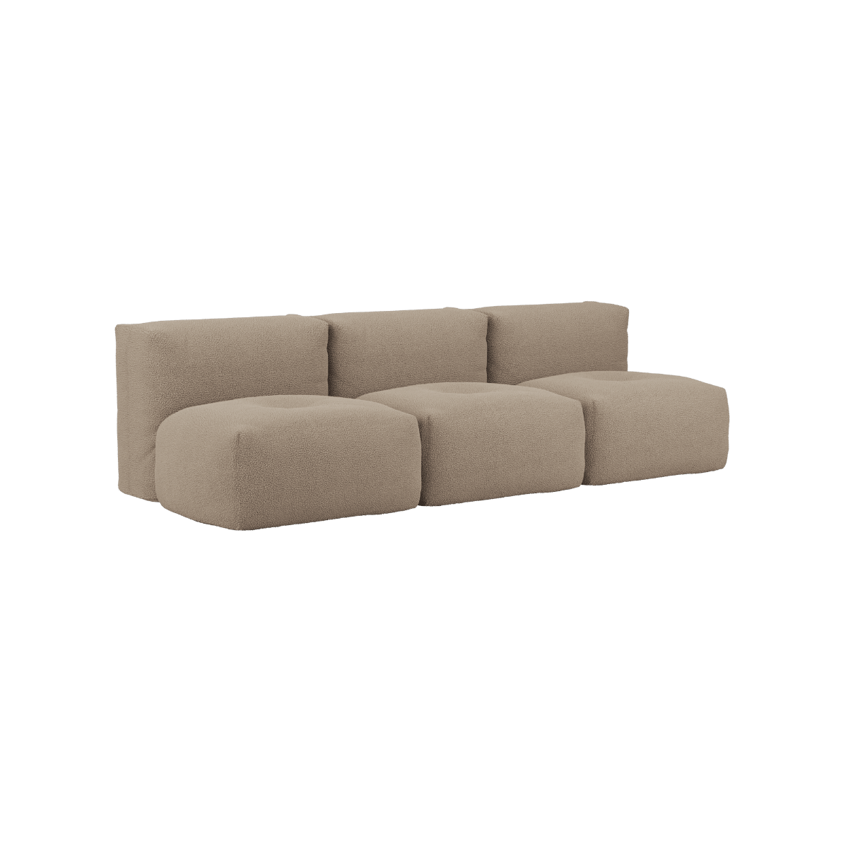 Soft Sofa Indoor 3 - Sitzer ohne Hocker in braunem Teddy - Stoff, weiche Polsterung, modernes Design. | Soft Sofa Indoor - 3 Seater Open - Teddy Brown Ohne Hocker | SACKit