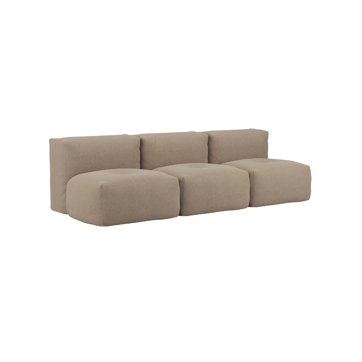 Soft Sofa Indoor 3 - Sitzer ohne Hocker in braunem Teddy - Stoff, weiche Polsterung, modernes Design. | Soft Sofa Indoor - 3 Seater Open - Teddy Brown Ohne Hocker | SACKit