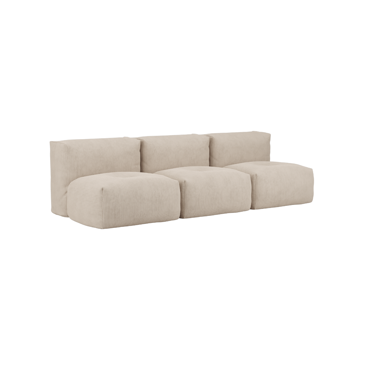 Soft Sofa Indoor 3-Sitzer ohne Hocker in Corduroy Beige mit modularer Bauweise und weichem Stoffbezug