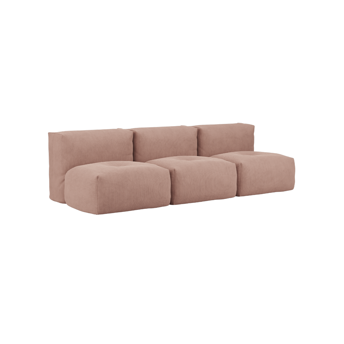 Soft Sofa Indoor 3-Sitzer ohne Hocker in Corduroy Rose Stoff, modernes Design, Innenbereich
