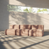 Soft Sofa Indoor 3-Sitzer aus Corduroy Rose Stoff, modernes modulares Design, ohne Hocker.