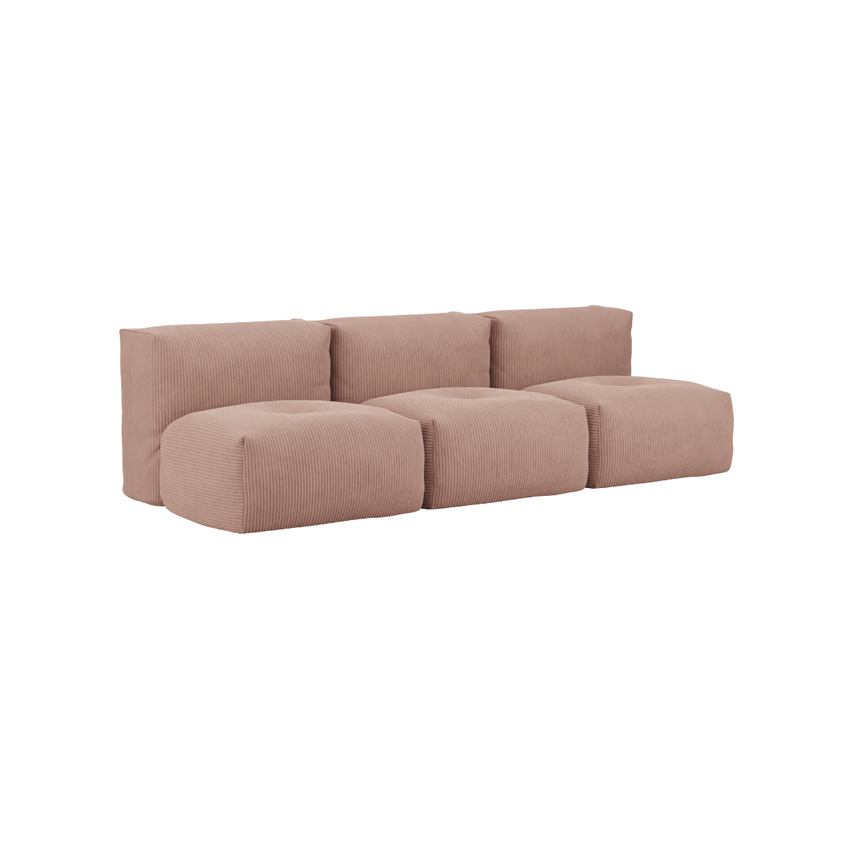 Soft Sofa Indoor 3 - Sitzer in Corduroy Rose ohne Hocker, weiche Polsterung, modernes Design | Soft Sofa Indoor - 3 Seater Open - Corduroy Rose Ohne Hocker | SACKit