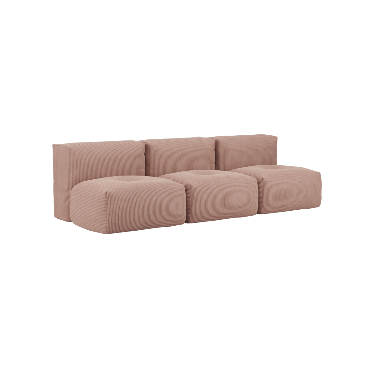 Soft Sofa Indoor 3 - Sitzer in Corduroy Rose ohne Hocker, weiche Polsterung, modernes Design | Soft Sofa Indoor - 3 Seater Open - Corduroy Rose Ohne Hocker | SACKit