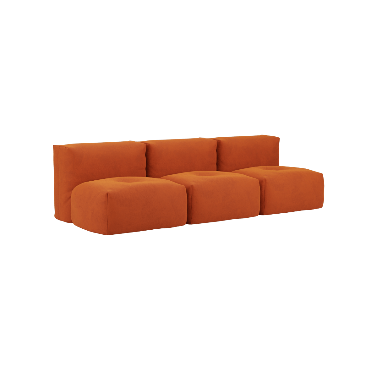 Soft Sofa Indoor 3-Sitzer ohne Hocker in orangefarbenem Jaquard-Stoff, modernes Design, Innenbereich