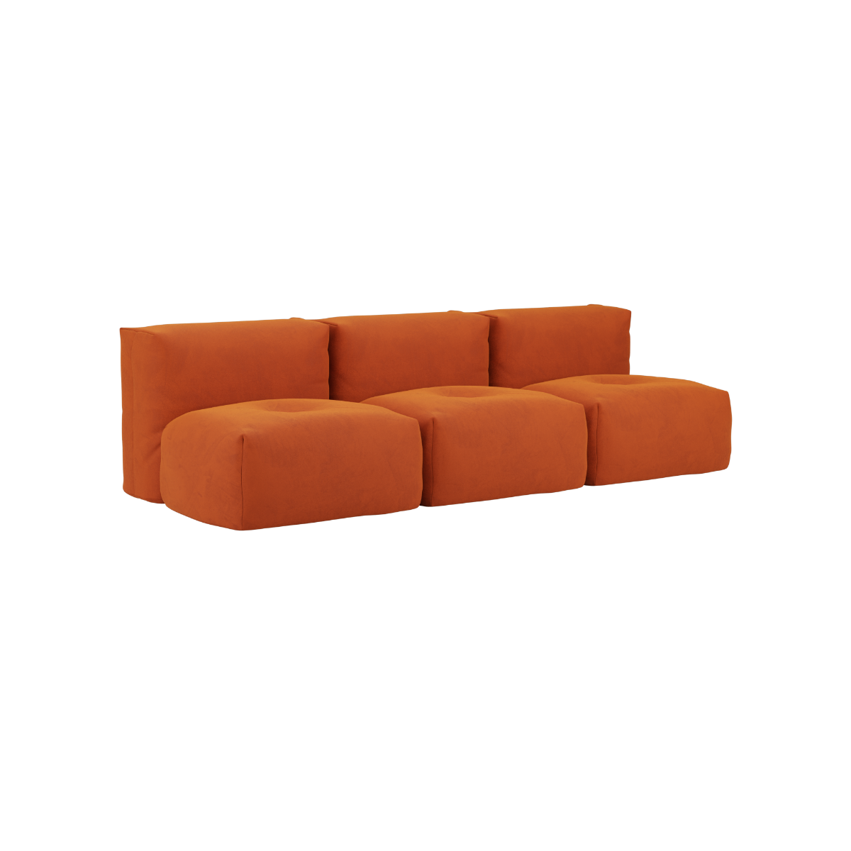 Soft Sofa Indoor 3 - Sitzer ohne Hocker in Orange Jaquard Stoff, modernes modulares Sofa ohne Gestell. | Soft Sofa Indoor - 3 Seater Open - Orange Jaquard Ohne Hocker | SACKit