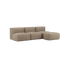 Braunes Soft Sofa Indoor mit Hocker, weicher Teddy-Stoff, modernes Design, für den Innenbereich.