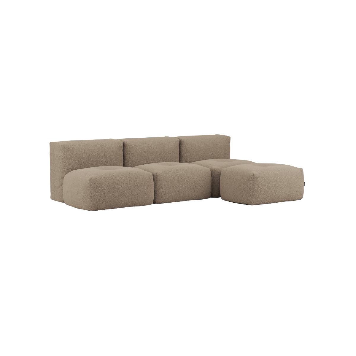 Soft Sofa Indoor 3 - Sitzer in Teddy Brown mit Hocker, weiche Polsterung, ohne Gestell, modernes Design | Soft Sofa Indoor - 3 Seater Open - Teddy Brown Mit Hocker | SACKit