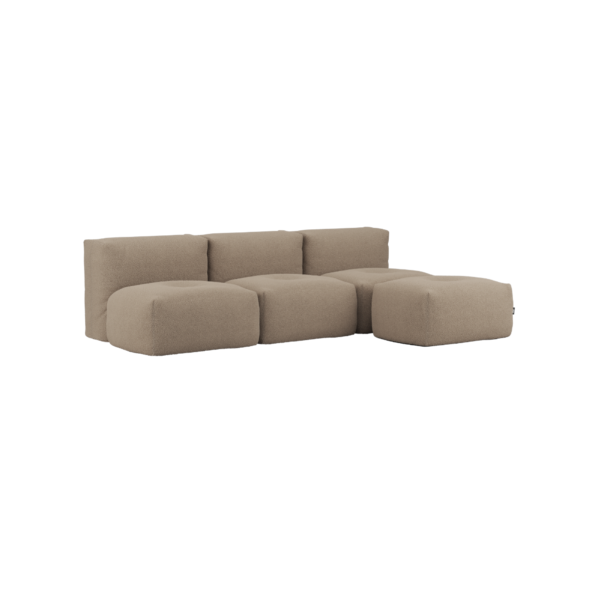 Soft Sofa Indoor 3 - Sitzer in Teddy Brown mit Hocker, weiche Polsterung, ohne Gestell, modernes Design | Soft Sofa Indoor - 3 Seater Open - Teddy Brown Mit Hocker | SACKit