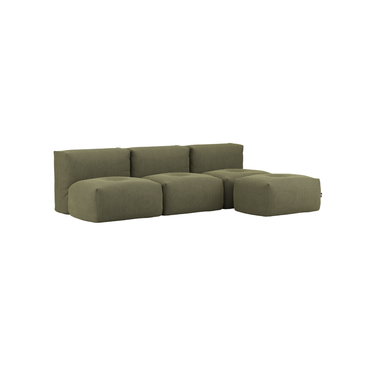 Soft Sofa Indoor 3 - Sitzer in Corduroy Olive mit passendem Hocker, weiche Polsterung, modernes Design | Soft Sofa Indoor - 3 Seater Open - Corduroy Olive Mit Hocker | SACKit