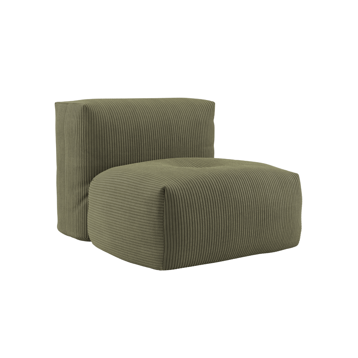 Modulares Soft Sofa Indoor Seat in Corduroy Olive mit weichem Stoffbezug und moderner Form.