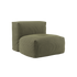 Weiches olivgrünes Sitzmodul mit hoher Rückenlehne und gerippter Stoffoberfläche als Teil eines modularen boneless Sofas für stilvolle Innenräume