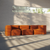 Soft Sofa Indoor Ecksofa mit orangefarbenem Jaquard-Stoff, modernes Design, weiche Polsterung