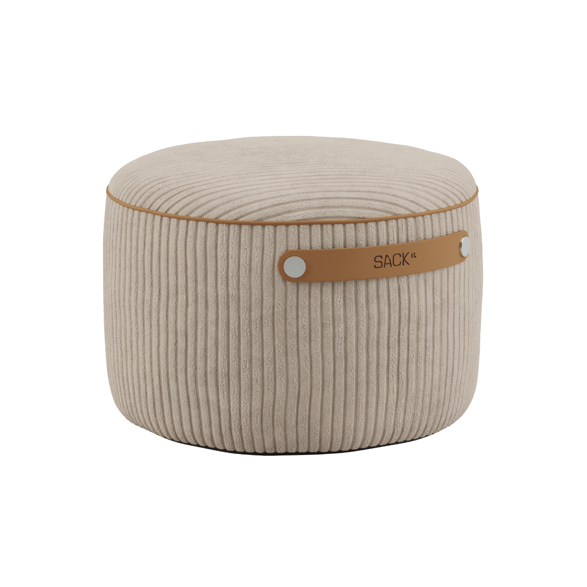 SACKit Pouf Indoor in Corduroy Beige mit rutschfesten Punkten und seitlichem PU - Lederriemen | SACKit Pouf Indoor - Corduroy Beige | SACKit