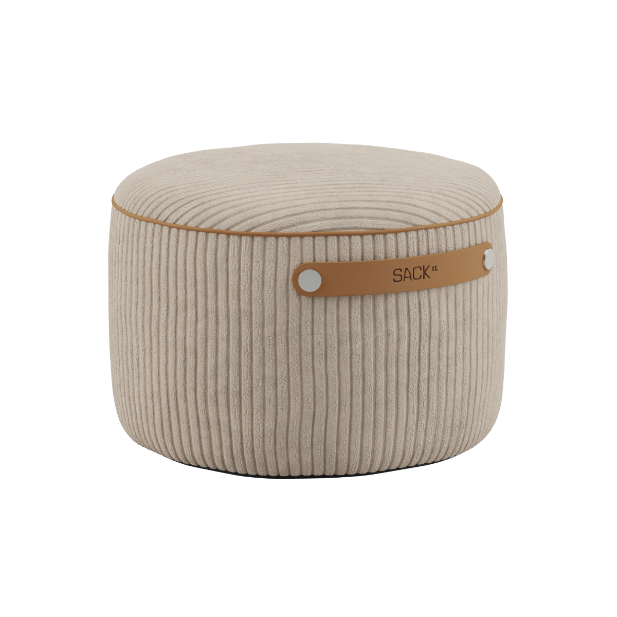 SACKit Pouf Indoor in Corduroy Beige mit rutschfesten Punkten und seitlichem PU - Lederriemen | SACKit Pouf Indoor - Corduroy Beige | SACKit