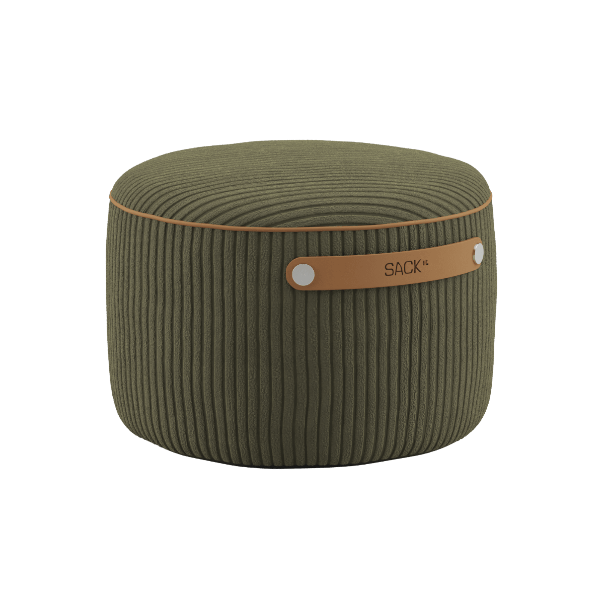 Runder SACKit Pouf Indoor aus Corduroy - Stoff in Olive mit Kaltschaumfüllung und rutschfester Unterseite. | SACKit Pouf Indoor - Corduroy Olive | SACKit