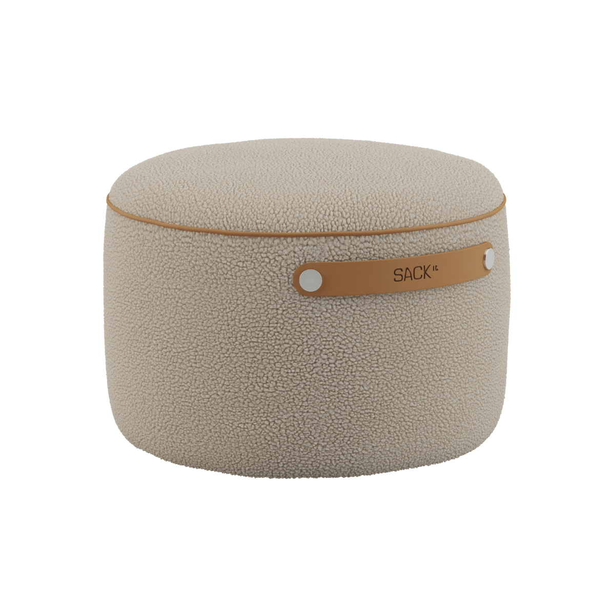 Runder SACKit Pouf Indoor in Teddy Beige mit Kaltschaumfüllung und rutschfester Unterseite | SACKit Pouf Indoor - Teddy Beige | SACKit