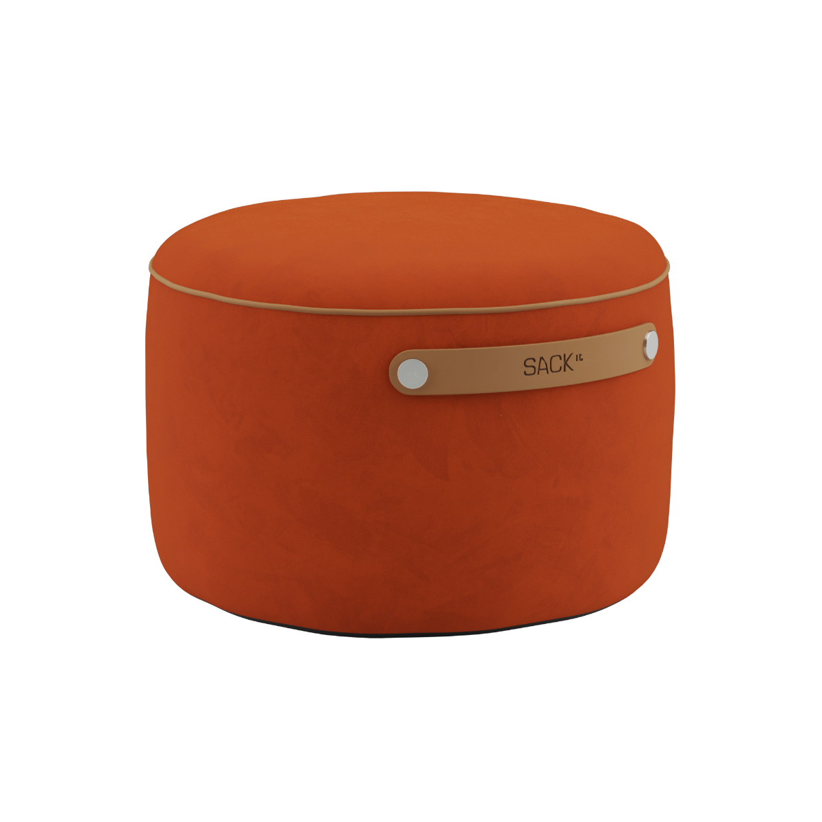 Runder SACKit Pouf Indoor in Orange Jaquard mit Kaltschaumfüllung und rutschfesten Punkten unten | SACKit Pouf Indoor - Orange Jaquard | SACKit