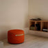 Runder SACKit Pouf Indoor in Orange Jaquard mit Kaltschaumfüllung und rutschfesten Punkten unten