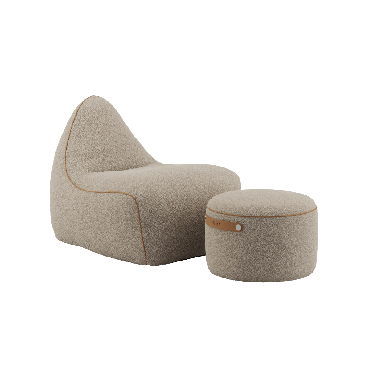 SACKit Chair & Pouf Indoor in Teddy Beige mit weicher Polsterung und rutschfestem Boden