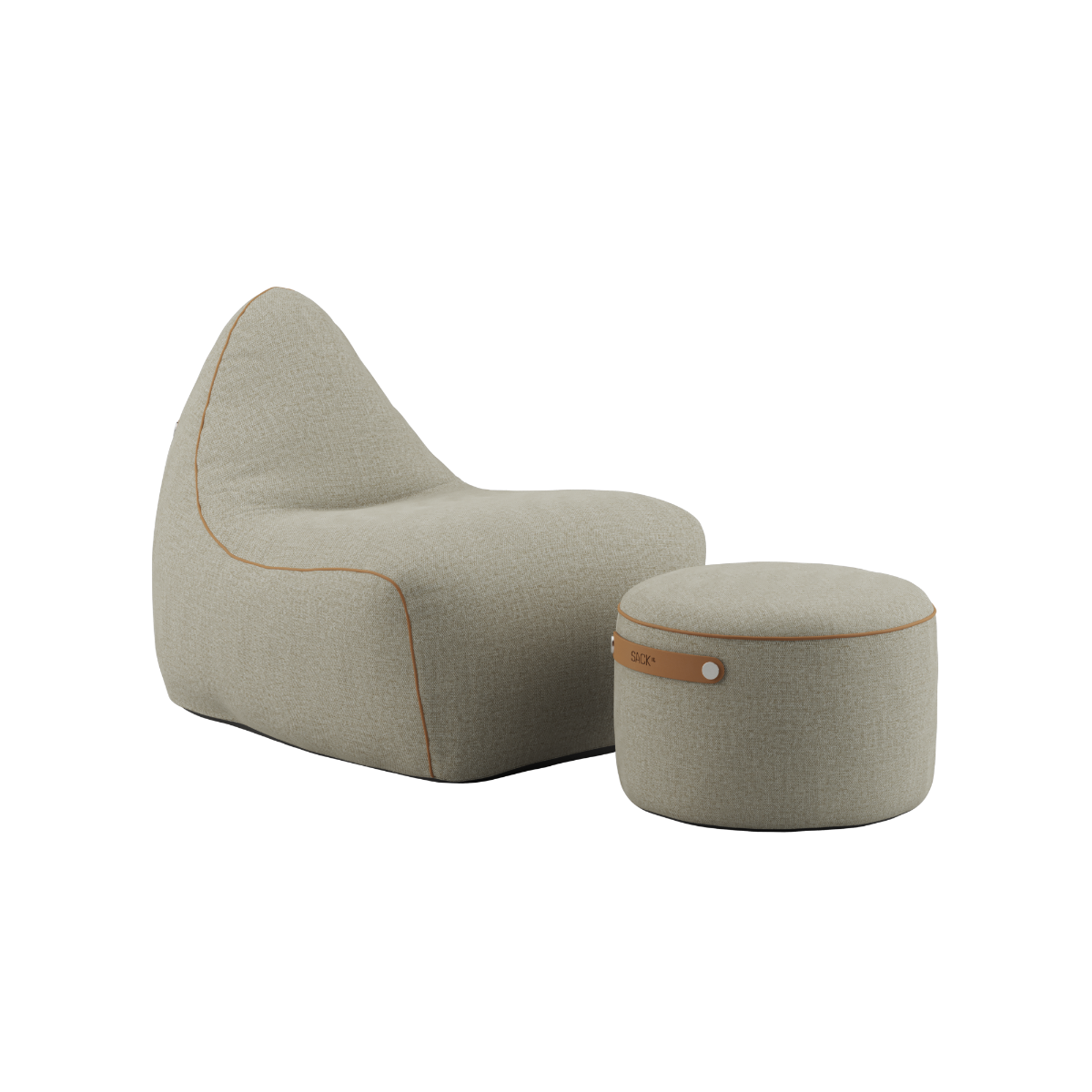 SACKit Chair & Pouf Indoor in Cosmo Beige mit weichem Stoff und modernem Design auf weißem Hintergrund | SACKit Chair & Pouf Indoor - Cosmo Beige | SACKit