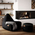 Canvas Lounge Chair und Pouf in petrolfarbenem Canvas mit weicher Polsterung und handgenähten Stichen