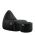 Schwarzer Canvas Lounge Chair mit passendem Pouf aus robustem Polsterstoff, modernes Design. | Canvas Lounge Chair & Pouf - Canvas Black | SACKit