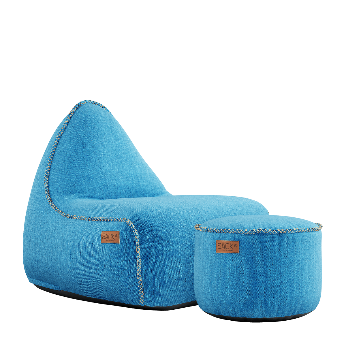 Cobana Lounge Chair und Pouf in türkis, weicher Sitzsack mit Rückenlehne und passendem Hocker. | Cobana Lounge Chair & Pouf - Cobana Turkis | SACKit