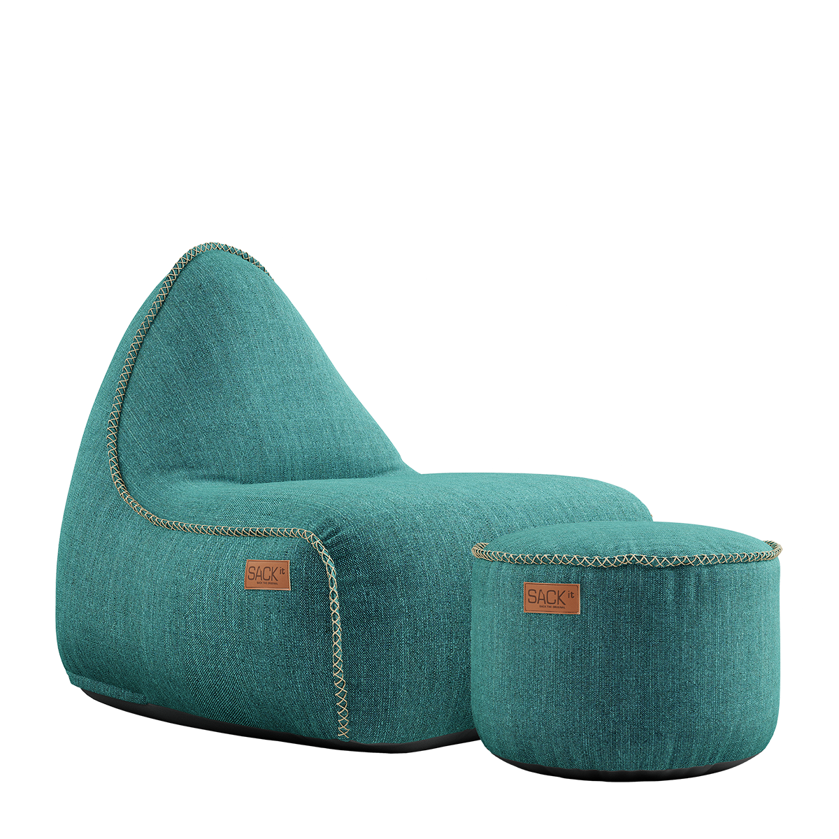 Cobana Lounge Chair und Pouf in petrol melange, weicher Sitzsack mit Rückenlehne und passendem Hocker | Cobana Lounge Chair & Pouf - Cobana Petrol Melange | SACKit