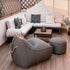 Cobana Lounge Chair und Pouf in hellem Grau, runder Sitzsack mit Rückenlehne und passendem Hocker.