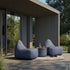 Cobana Lounge Chair und Pouf in Cobana Grey, wasserabweisender Loungesessel mit Rückenlehne und passendem Hocker. | Cobana Lounge Chair & Pouf - Kirra Indigo | SACKit