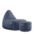 Cobana Lounge Chair und Pouf in Kirra Indigo mit weichem, handgenähtem Bezug aus Olefin-Fasermischung.