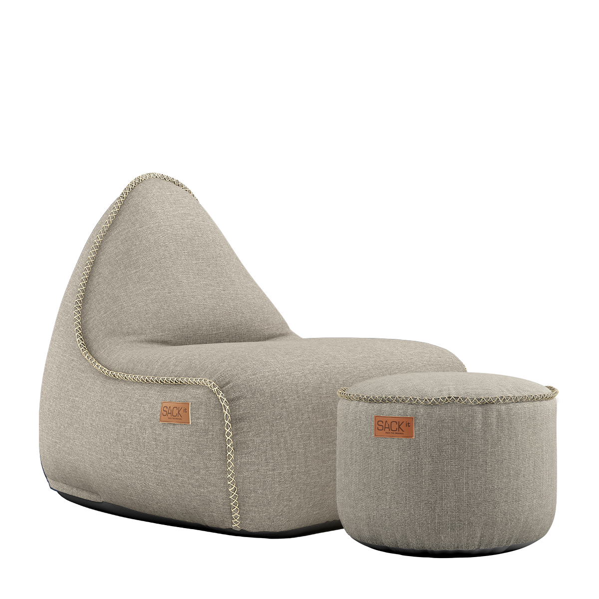 Cobana Lounge Chair und Pouf in Kirra Sand, weicher Sitzsack mit Rückenlehne und passendem Hocker | Cobana Lounge Chair & Pouf - Kirra Sand | SACKit