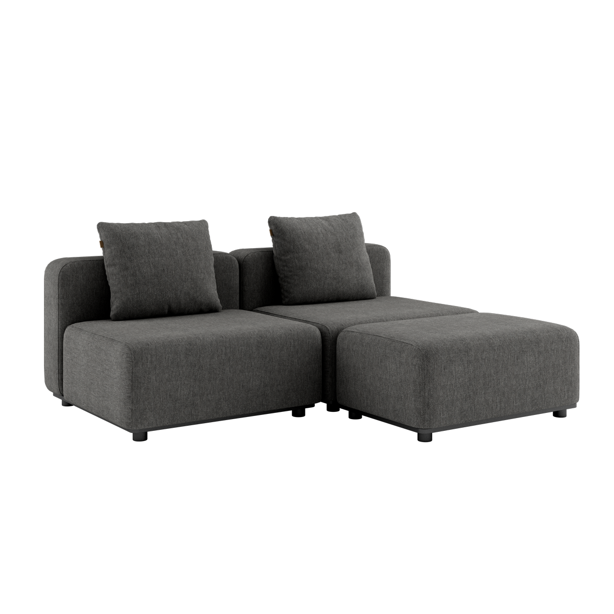 Cobana Lounge Sofa 2 - Sitzer in Grau ohne Armlehnen mit Hocker, modernes Outdoor - Design aus Aluminium und Olefin. | Cobana Lounge Sofa - 2 seater - Cobana Grey Ohne Armlehnen Mit Hocker | SACKit