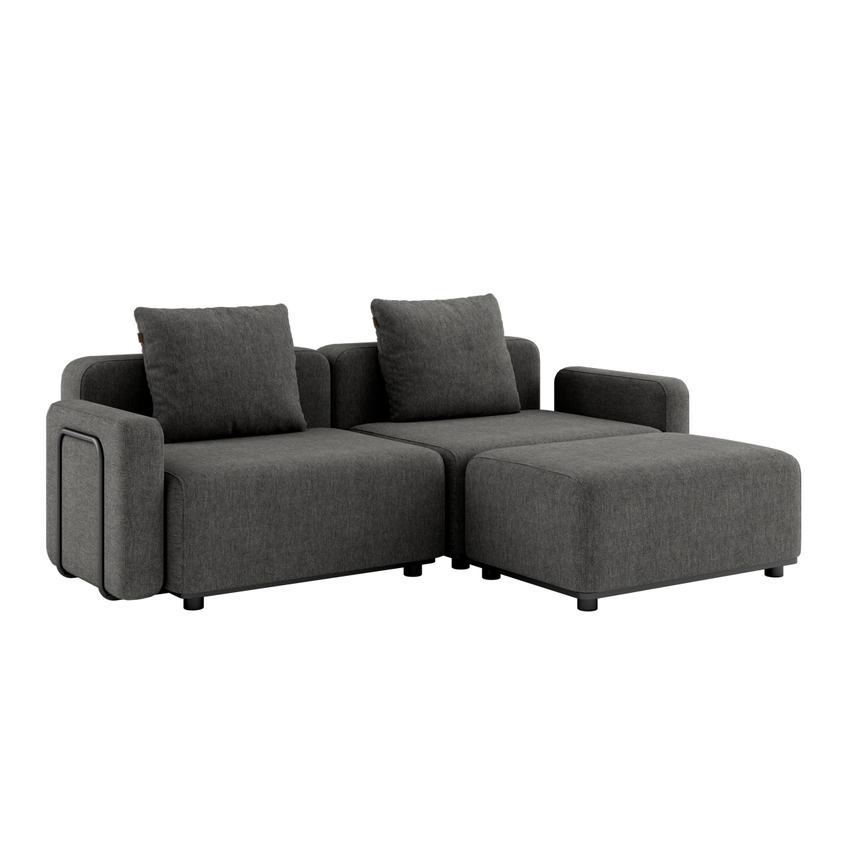 Cobana Lounge Sofa in Grau mit Armlehnen und Hocker, modernes Outdoor - Sofa mit klaren Linien. | Cobana Lounge Sofa - 2 seater - Cobana Grey Mit Armlehnen Mit Hocker | SACKit