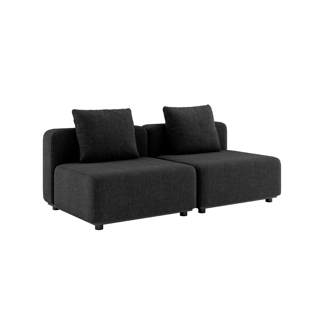 Schwarzes Cobana Lounge Sofa ohne Armlehnen und Hocker, modernes Outdoor - Modulsofa mit klaren Linien. | Cobana Lounge Sofa - 2 seater - Cobana Black Ohne Armlehnen Ohne Hocker | SACKit
