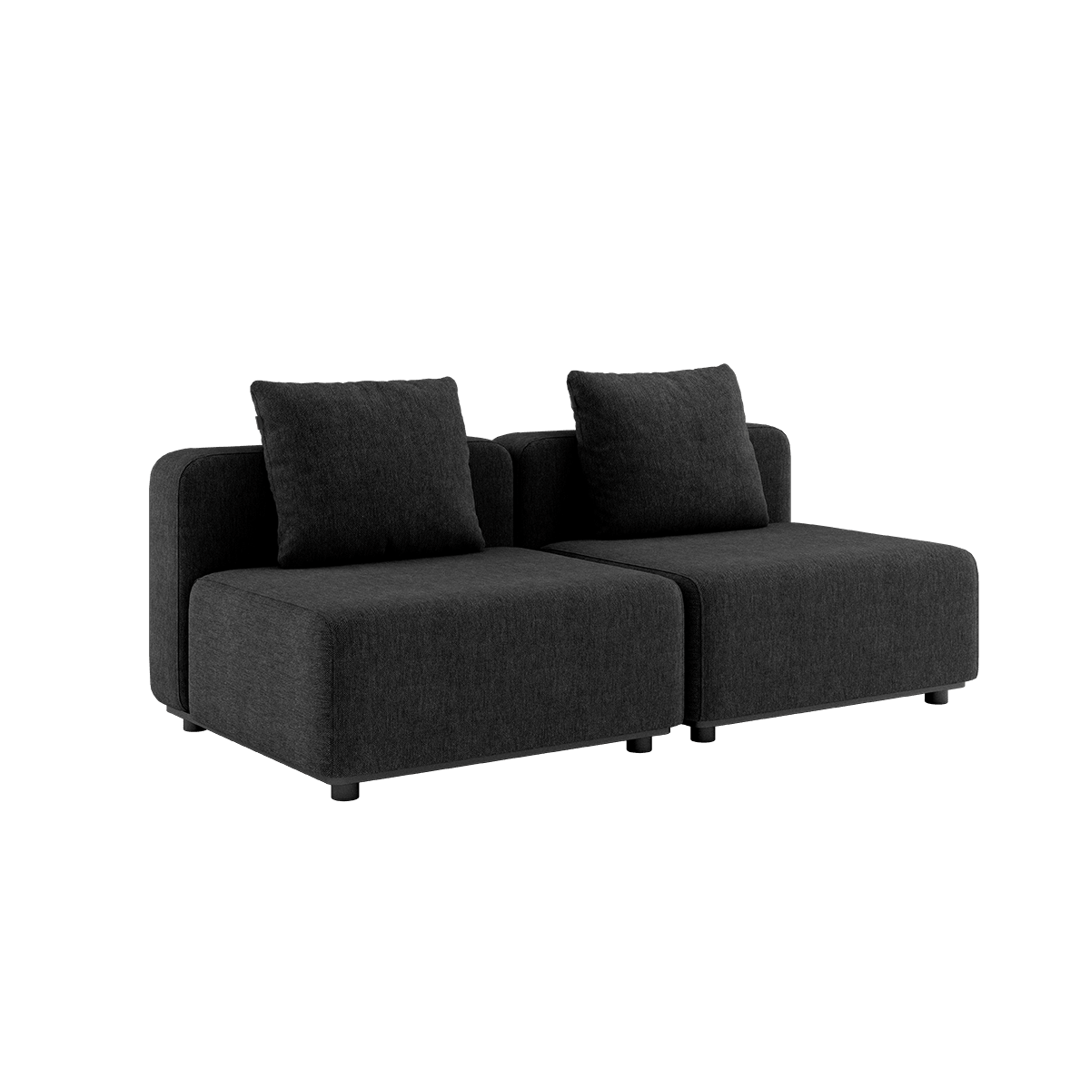 Schwarzes Cobana Lounge Sofa ohne Armlehnen und Hocker, modernes Outdoor - Modulsofa mit klaren Linien. | Cobana Lounge Sofa - 2 seater - Cobana Black Ohne Armlehnen Ohne Hocker | SACKit