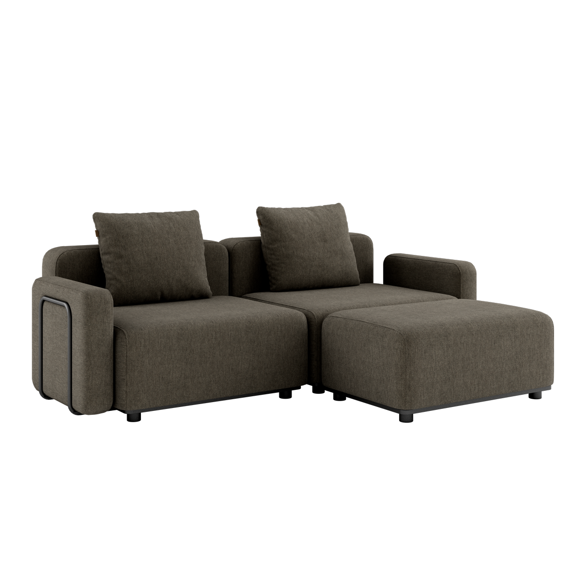 Cobana Lounge Sofa 2 - Sitzer in Braun mit Armlehnen und Hocker, modernes Outdoor - Design aus Aluminium und Olefin. | Cobana Lounge Sofa - 2 seater - Cobana Brown Mit Armlehnen Mit Hocker | SACKit