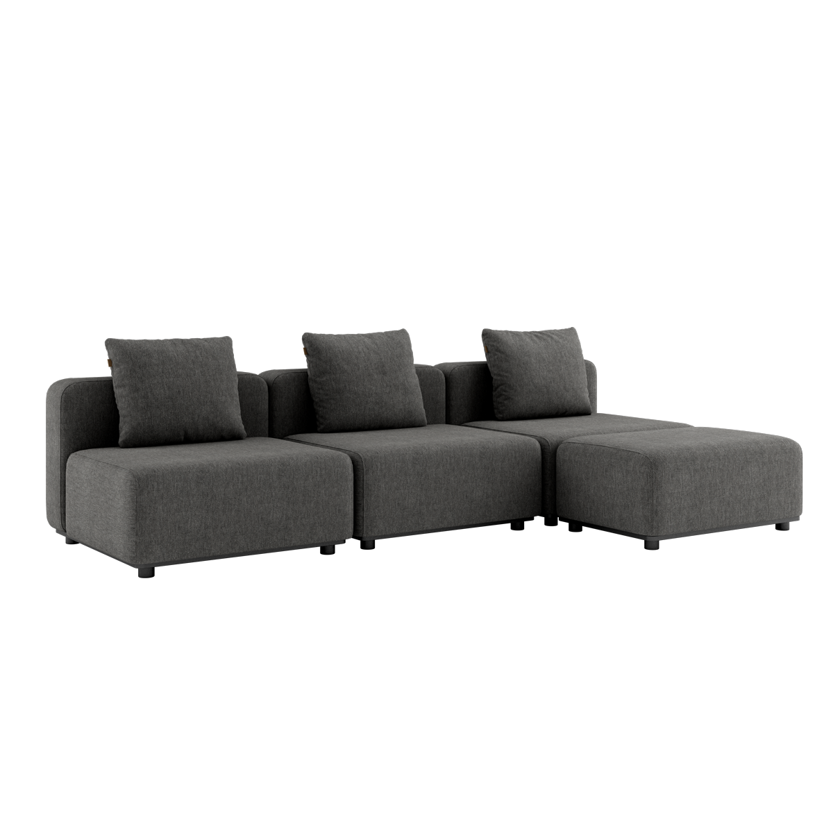 Cobana Lounge Sofa 3 - Sitzer in Grau ohne Armlehnen mit Hocker, modernes Outdoor - Modulsofa aus Aluminium und Olefin. | Cobana Lounge Sofa - 3 seater - Cobana Grey Ohne Armlehnen Mit Hocker | SACKit