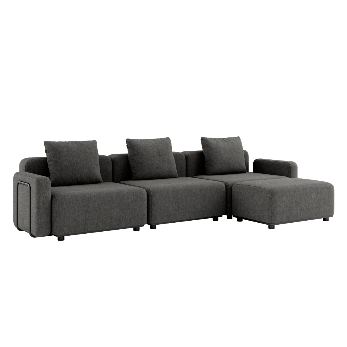 Cobana Lounge Sofa 3 - Sitzer in Grau mit Armlehnen und Hocker, modernes Outdoor - Modulsofa. | Cobana Lounge Sofa - 3 seater - Cobana Grey Mit Armlehnen Mit Hocker | SACKit