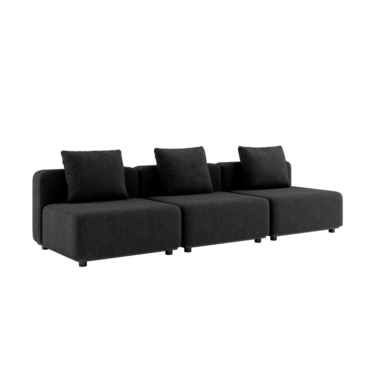 Cobana Lounge Sofa 3 - Sitzer in Schwarz ohne Armlehnen und Hocker, modernes Outdoor - Modulsofa | Cobana Lounge Sofa - 3 seater - Cobana Black Ohne Armlehnen Ohne Hocker | SACKit