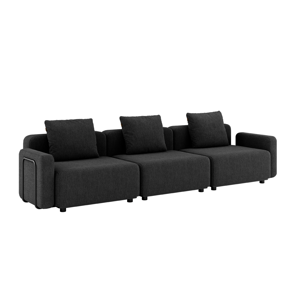 Schwarzes Cobana Lounge Sofa mit Armlehnen, 3 - Sitzer, modernes Outdoor - Design ohne Hocker. | Cobana Lounge Sofa - 3 seater - Cobana Black Mit Armlehnen Ohne Hocker | SACKit