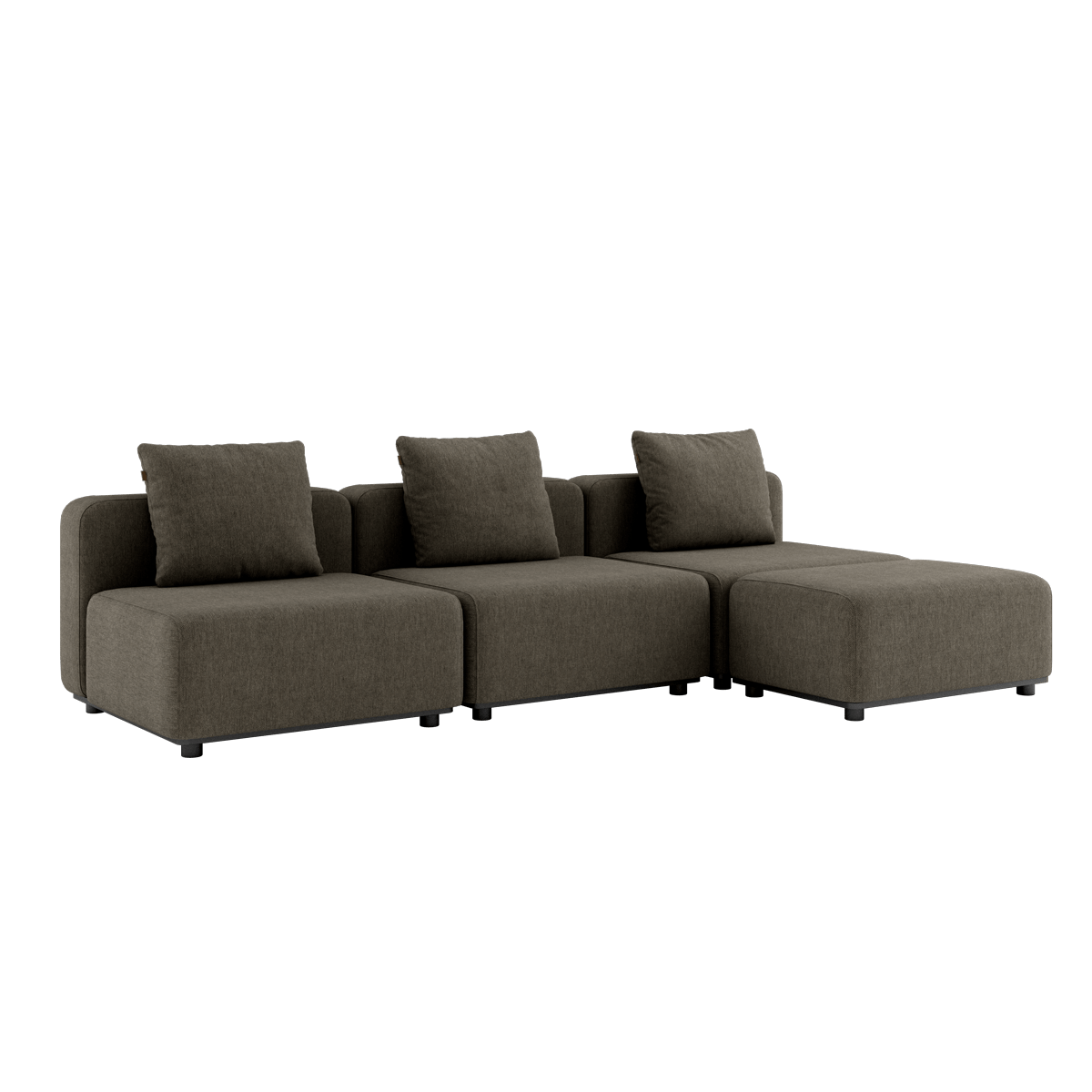 Modulares Cobana Lounge Sofa in Braun mit Hocker, ohne Armlehnen, für den Außenbereich.